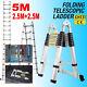 5m A Type Portable Aluminium Telescopic Folding Ladder Heavy Duty Extendable Uk