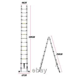 5M A Type Portable Aluminium Telescopic Folding Ladder Heavy Duty Extendable UK