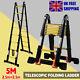 5m Heavy Duty A Frame Telescopic Folding Ladder Multi-purpose Extendable Step