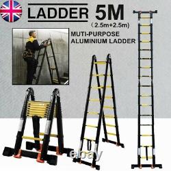 5M Heavy Duty Multi-Purpose Aluminium Folding Telescopic Extendable Ladder Steps