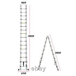 5M Heavy Duty Multi-Purpose Aluminium Telescopic Folding Ladder Extendable EN131