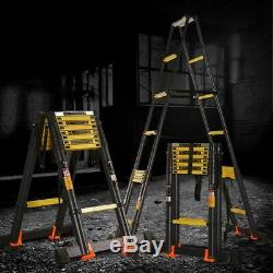 5M Heavy Duty Multi-Purpose Aluminum Telescopic Steps Ladder 2.5+2.5M Black UK