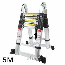 5M Portable Heavy Duty Aluminium Telescopic Ladder Folding Extendable 2.5+2.5M