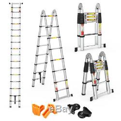 5M Portable Heavy Duty Aluminum Folding Telescoping A-Frame Ladder WithHinge 150KG