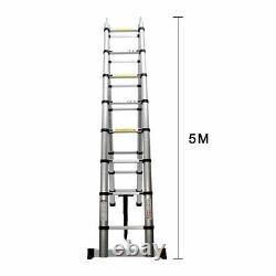 5M Portable Heavy Duty Multi-Purpose Aluminium Telescopic Ladder Extendable UK