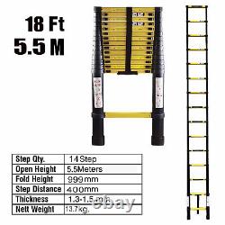 5.5M Heavy Duty Portable Home Telescopic Loft Ladder Extendable Aluminium Lader