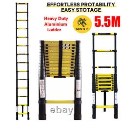 5.5M Heavy Duty Portable Multi-Purpose Aluminium Telescopic Ladder Extendable UK