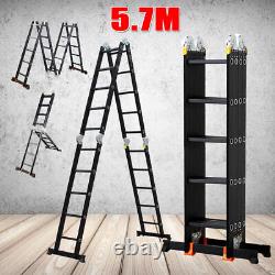5.7M Heavy Duty Folding Ladder Aluminium Long Extendable Multi Purpose Step