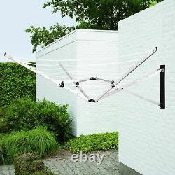 5 Arm Aluminium 26M Deluxe Wall Mounted Rotary Airer Clothes Line Dryer Washing