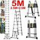 5 Meters Folding Heavy Duty Multi-purpose Aluminium 2.5m+2.5m Telescopic Ladder