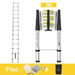 5m Portable Heavy Duty Multi-Purpose Aluminium Telescopic Ladder Extendable 16ft