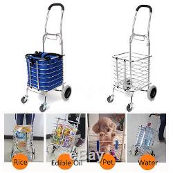 60kg Aluminum Folding Portable Shopping Grocery Basket Cart Trolley With 4 Wheel