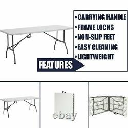 6FT Folding Trestle Table Portable Catering Camping Heavy Duty Picnic BBQ Party