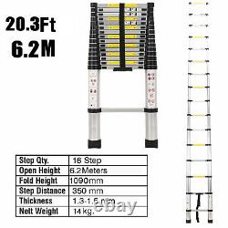 6.2M Heavy Duty Portable Telescopic Ladder Multi-Purpose Aluminium Extendable
