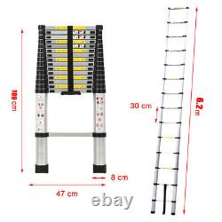 6.2M Heavy Duty Telescopic Ladder Extendable Loft Step Aluminum Ladders Portable