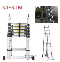 6.2M Portable Heavy Duty Aluminium Telescopic Ladder Extendable 20.3ft