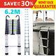 6.2m Portable Heavy Duty Aluminium Telescopic Ladder Extendable With Safety Hook