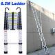 6.2m Portable Heavy Duty Aluminium Telescopic Ladder Extendable With Safety Hook