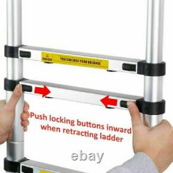 6.2M Portable Heavy Duty Aluminium Telescopic Ladder Extendable With Safety Hook