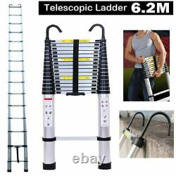 6.2m Portable Heavy Duty Aluminium Telescopic Ladder Extendable Multi-Purpose UK