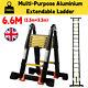 6.6m Telescopic Folding Ladder Heavy Duty Multi-purpose Aluminum Extendable Step