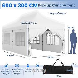 6 x 3 M Pop up Gazebo Heavy Duty Large Canopy Tent with 6 Sidewalls & Carrying Bag