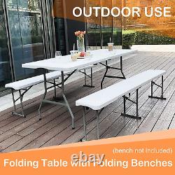 6ft Folding Table, Trestle Heavy Duty Plastic Fold-in-Half Portable Dining Table