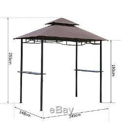 8ft Outdoor Double-tier BBQ Gazebo Shelter Grill Canopy Barbecue Tent Patio Deck
