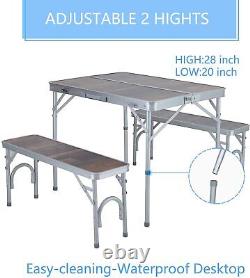 ALPHA CAMP 4 FT Folding Table Benche Chairs Picnic Ourdoor BBQ Adjustable Height