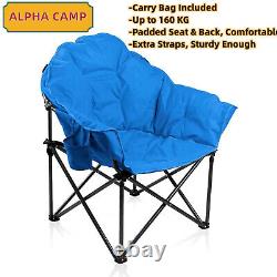 ALPHA CAMP Comfortable Oversized Padded Camping Moon Round Chair Seat Carry Bag
