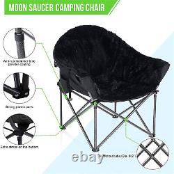 ALPHA CAMP Folding Chairs Long Plush Moon Saucer Chair Oversize Heavy Duty Chair