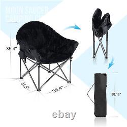 ALPHA CAMP Folding Chairs Long Plush Moon Saucer Chair Oversize Heavy Duty Chair