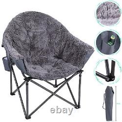 ALPHA CAMP Oversize Comfy Plush Moon Saucer Chair with Carry Bag 158 KGS Grey