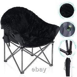 ALPHA CAMP Oversize Superior Long Plush Moon Saucer Chair Carry Bag Black Sturdy