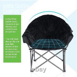 ALPHA CAMP Oversize Superior Long Plush Moon Saucer Chair Carry Bag Black Sturdy