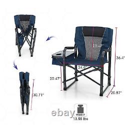 ALPHA CAMP Oversized Folding Camping Director Chair with Side Table Cup Holder