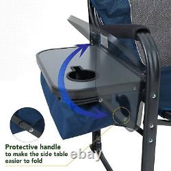 ALPHA CAMP Oversized Folding Camping Director Chair with Side Table Cup Holder