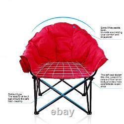 ALPHA CAMP Oversized Folding Camping Moon Round Chair Seat Carry Bag Solid Red