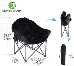 ALPHA CAMP Portable Camping Folding Moon Chair, Oversized Heavy Duty Camping Bag
