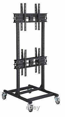 Allcam FS1046 Heavy Duty Double Sided TV Trolley with Brackets 4 TV Multi Stand