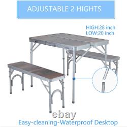 Aluminium Folding Portable Camping/Picnic Outdoor Table & Stool Chair Set