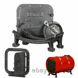 BARREL STOVE Heavy Duty Portable Cast Iron Camp Fireplace Accessory Parts Black