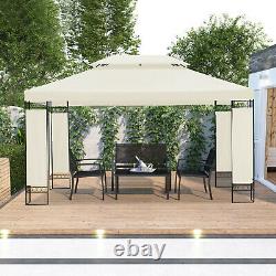 Beige Garden Gazebo 3m x 4m Outdoor Marquee Party Tent Shelter Pavilion Patio