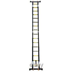 Black Heavy Duty Multi-Purpose Aluminum Telescopic Steps Ladder 5M (2.5+2.5M)