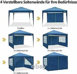 Blue Waterproof 3x3m Heavy Duty Gazebo Marquee Garden Awning Party Tent Canopy