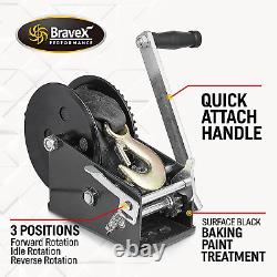 Bravex Boat Trailer Winch 3500lbs with 33ft Strap, Heavy Duty Hook Portable Hand