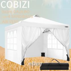 COBIZIGazebo Garden Wedding Tents Pop-up Camping Canopy Waterproof withSides 3x3m