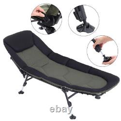 Camo Carp Fishing Bed Chair Bedchair Camping HeavyDuty 6 Adjustable Legs Leisure