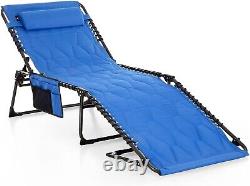 Camping Folding Bed Reclining Sun Lounger with 5 Position Portable Up to 180 kg