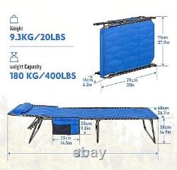 Camping Folding Bed Reclining Sun Lounger with 5 Position Portable Up to 180 kg